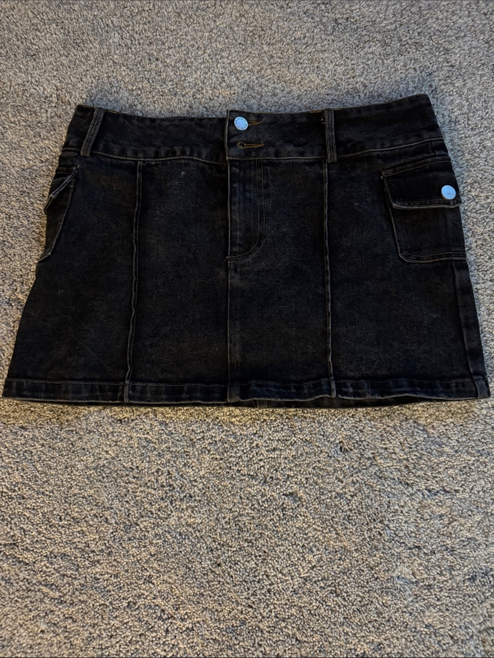 emory park Black Denim Mini Skirt with Pocket Flap